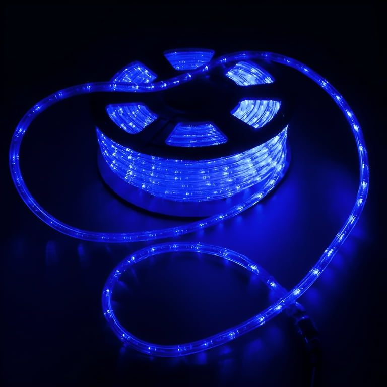 Walcut 150Ft 2 Wire LED Rope Lights, Blue Lights with Clear PVC Jacket, Connectable and Flexibel, for Indoor Wedding Christmas Party and Waterproof for Outdoor Decoration, 110V Walcut 150Ft 2 Wire LED Rope Lights, Blue Lights with Clear PVC Jacket, Connectable and Flexibel, for Indoor Wedding Christmas Party and Waterproof for Outdoor Decoration, 110V