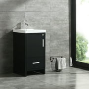 Walcut 18" Modern Bathroom Vanity Cabinet Wood with Top Basin Vessel Sink Faucet Combo