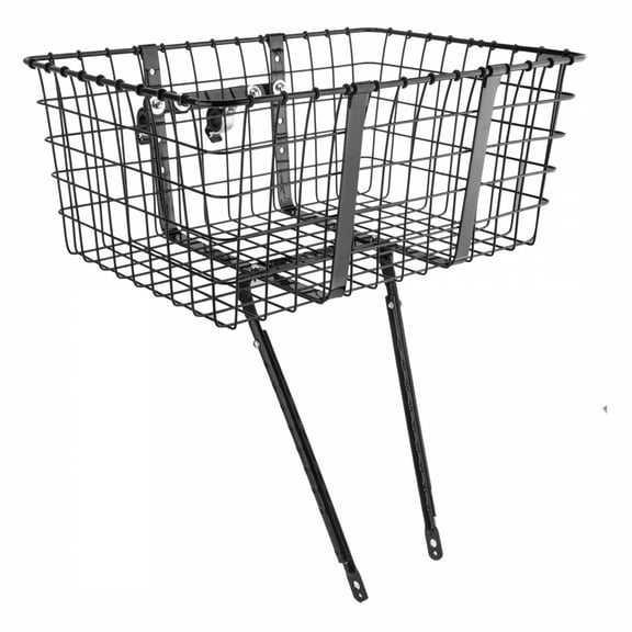 Wald 157 Front Giant Delivery Basket: Gloss Black, 7/8" to 31.8mm Bars, Dimensions: 21" x 15" x 9"