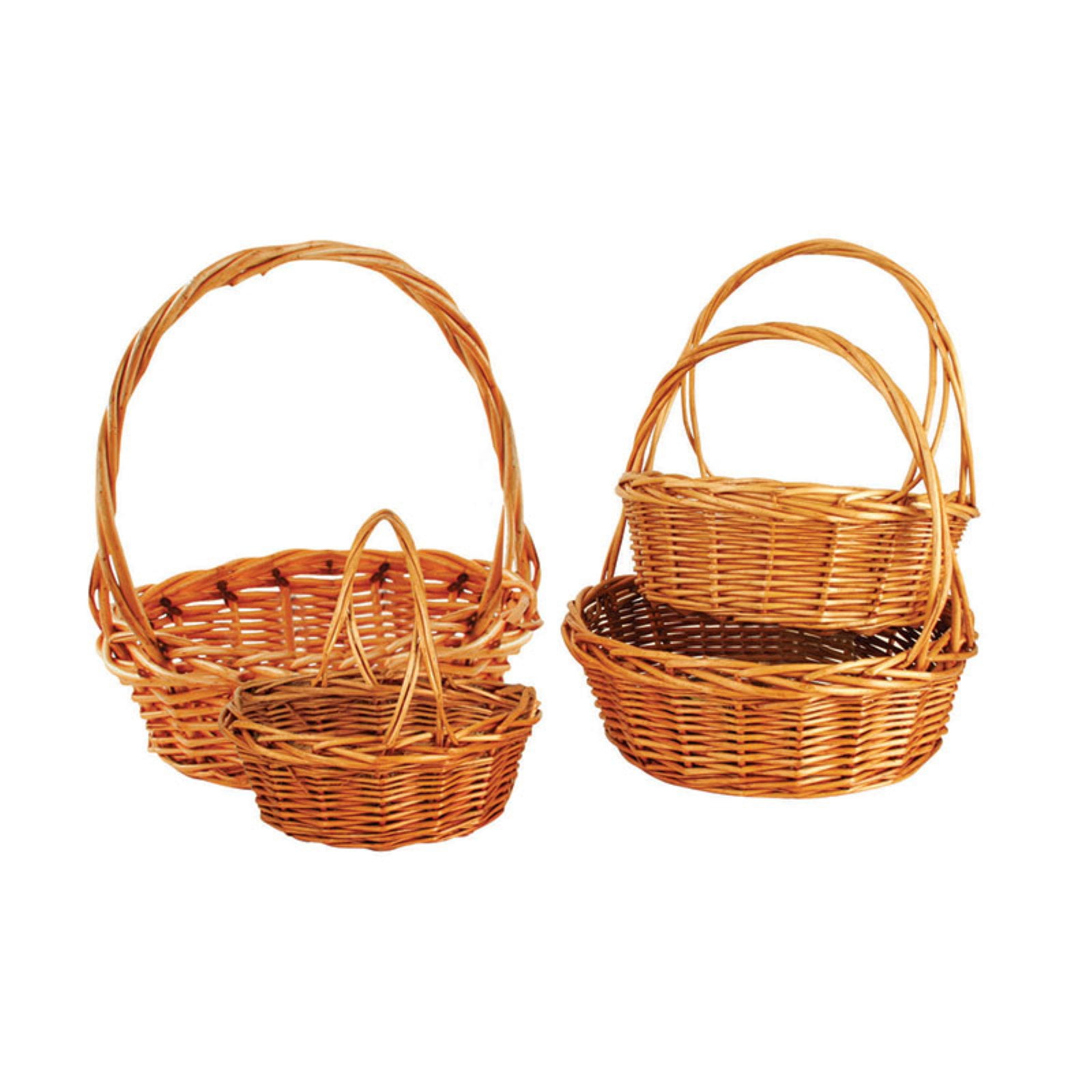  Wald Imports - Small Wicker Basket with Handle - Dark