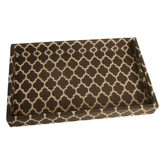 Wald Imports 4017-SM Trellis Decorative Tray, Black & White
