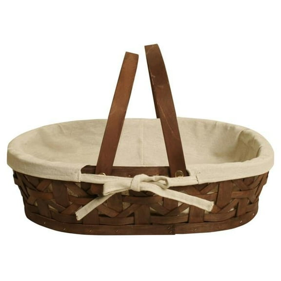 Wald Imports 6501-MD 15 in. Stained Woodchip Basket with Cloth Liner, Brown