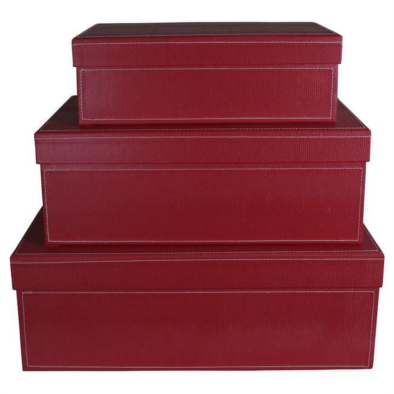 Wald Imports 7125-RED Rectangular Stacking Boxes with Lids, Red - Set ...