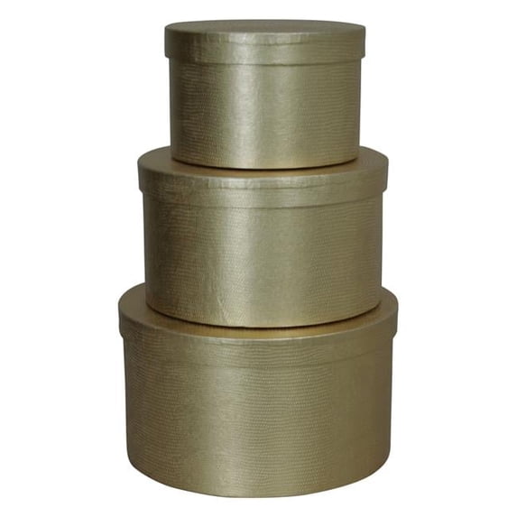 Wald Imports 7208-GOLD Stacking Boxes with Lids, Gold - Set of 3