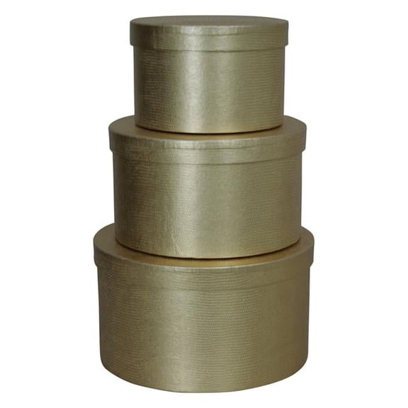 Wald Imports 7208-GOLD Stacking Boxes with Lids, Gold - Set of 3