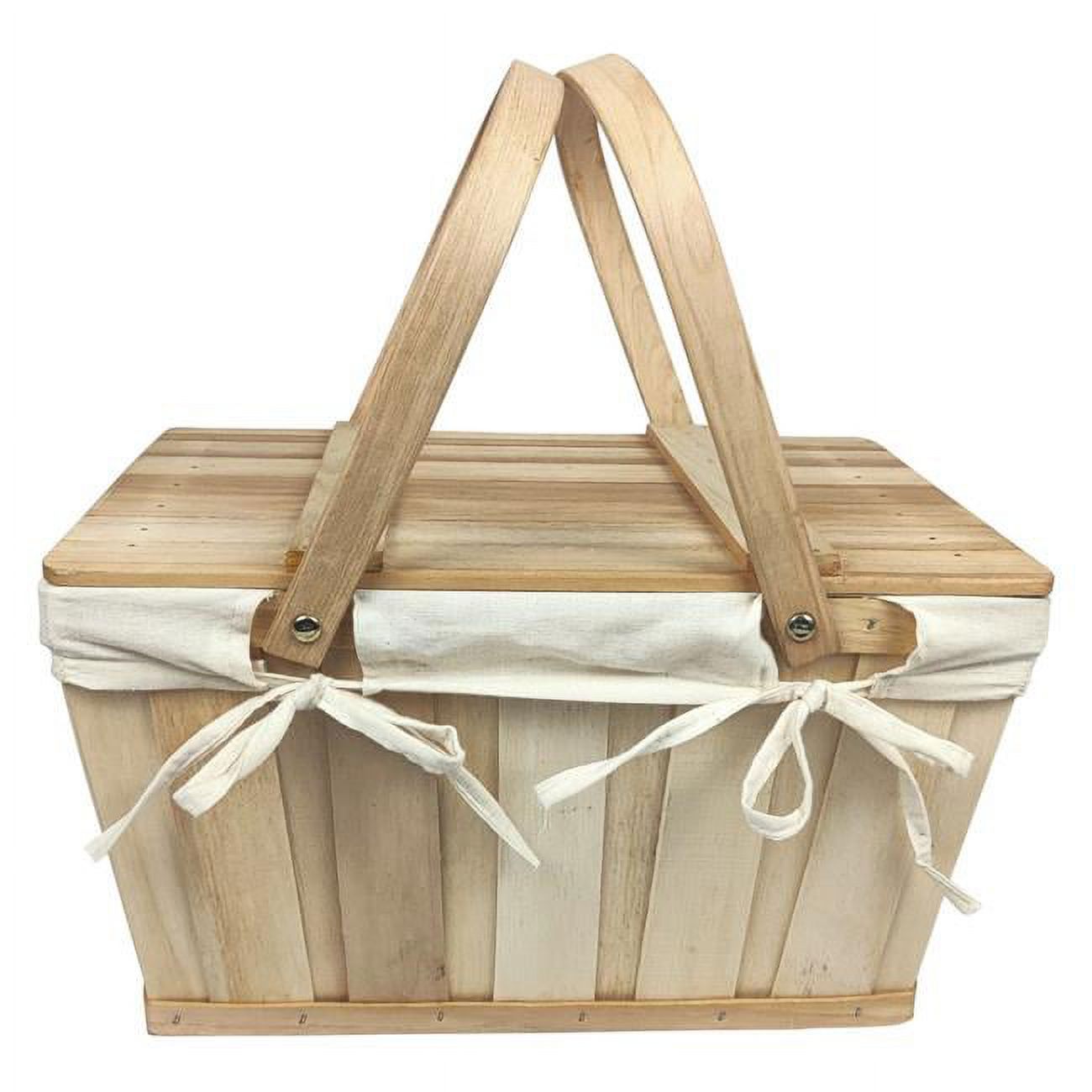 Wald Imports 8407NAT Natural Slatted Woodchip Picnic Basket with