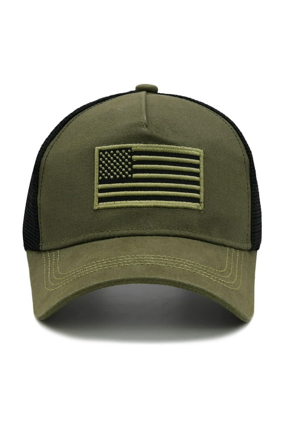 American Flag Hat, USA Flags Trucker Hat for Men & Women, Adjustable Embroidered Mesh Snapback US Flag Baseball Cap