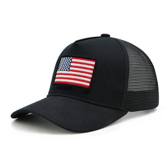 Waldeal American Flag Trucker Hat for Men Women, Adjustable Snapback Mesh USA Flag Baseball Cap