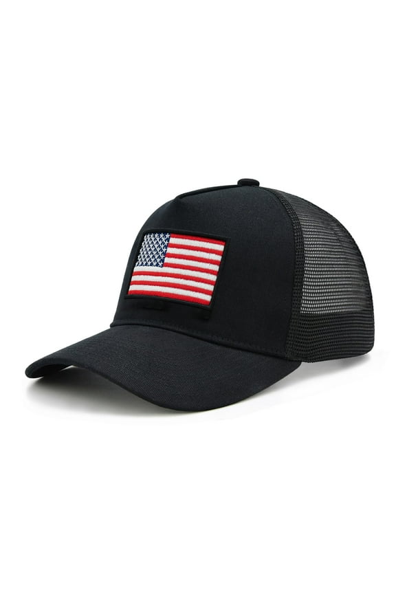 American Flag Trucker Hat for Men Women, Adjustable Snapback Mesh USA Flag Baseball Cap
