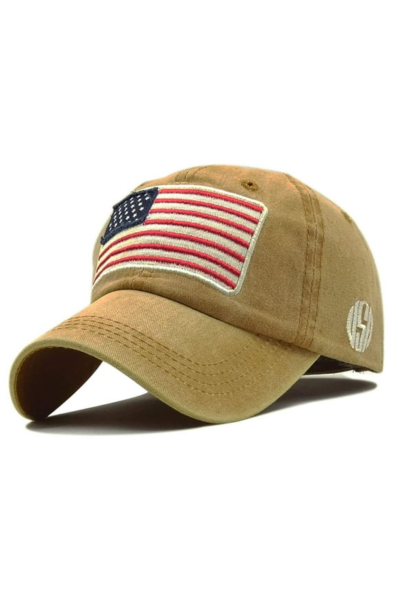 American Flag Trucker Hat for Men Women, Military Tactical Veteran Dad Hat, Adjustable Embroidered Washed Cotton USA Flag Baseball Cap