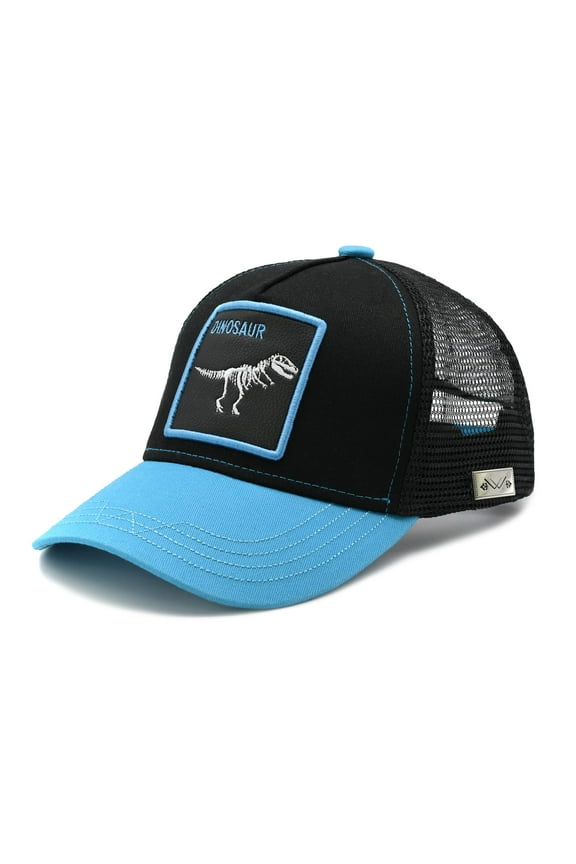Boys' Dinosaur Trucker Hat, Adjustable Mesh Snapback Baseball Cap for Toddler