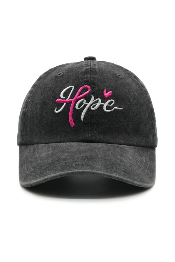Breast Cancer Awareness Hat, Fight Cancer Inspirational Gifts, Pink Ribbons Hope Embroidered Adjustable Baseball Cap for Women