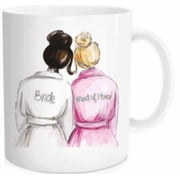 Waldeal Bride Wedding Coffee Mug 11 oz, Bridal Shower Gift for Maid Of Honor, Best Friend Sister, White Fine Bone Ceramic Cup