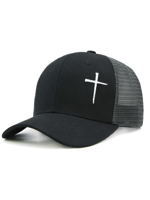 Christian Hat for Men Women, Embroidered Jesus Cross Trucker Hat, Religious Gifts for Birthday/Christmas