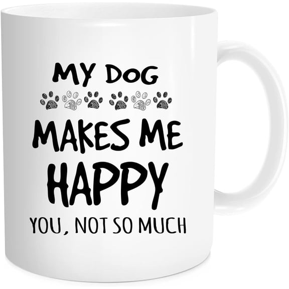 Waldeal Coffee Mug for Dog Enthusiasts 11 Oz, My Dog Brings Me Joy, You Not So Much Ceramic Tea Coffee Cup, Humorous Christmas And Birthday Presents for Dog Lovers