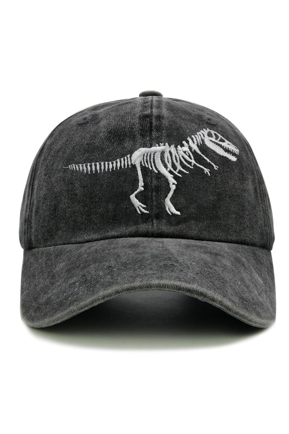 Dinosaur Hat, Embroidered Skull Dinosaur Baseball Cap for Men Women, Big Boys, Dino Fans