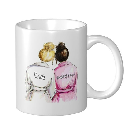 Waldeal Funny Coffee Mug Tea Cup Inspirational Quote for Men Women - Bride and Maid of Honor Gifts - Gift Idea White Fine Bone Ceramic 11 oz