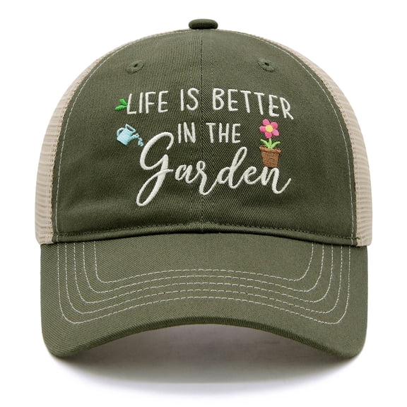 Waldeal Gardening Gifts for Women, Gardening Hat for Plant Lovers, Life is Better in The Garden, Adjustable Embroidered Garden Trucker Hat