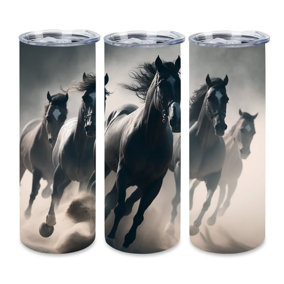 Waldeal Horses Skinny Tumbler with Lid, Stainless Steel Double Wall Vacuum Insulated Travel Mug Water Bottle Iced Coffee Cup 20oz