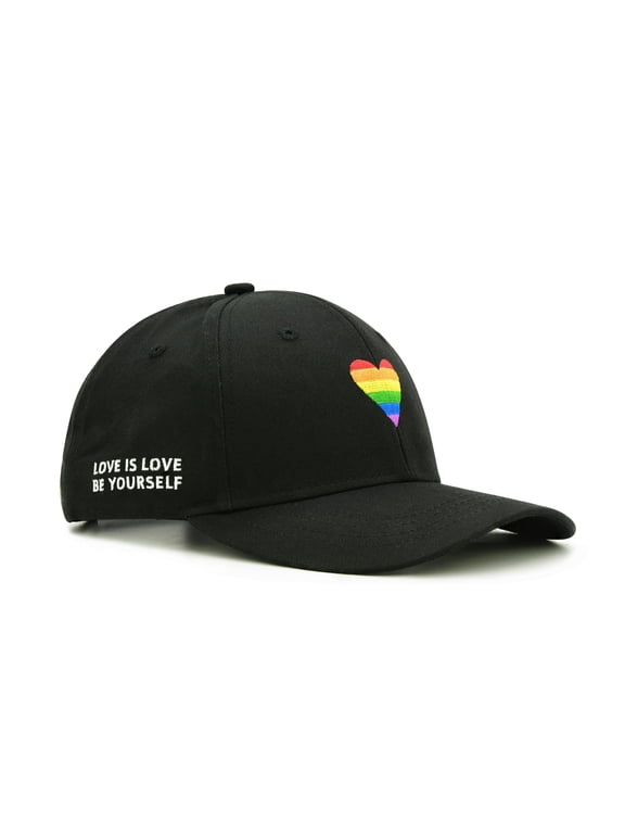 LGBT Pride Baseball Hat, Rainbow Heart Hat, Embroidered Adjustable Gay Lesbian Love Cap for Men Women