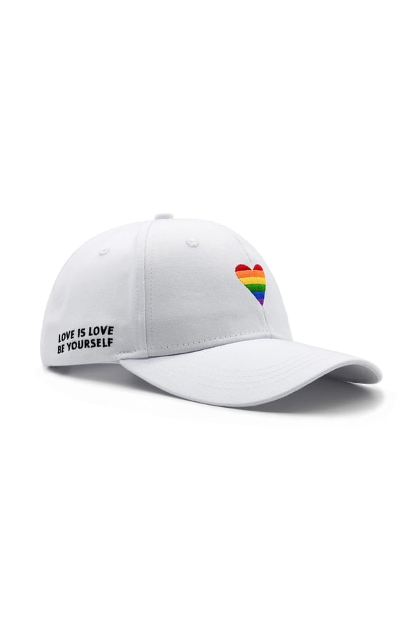 LGBT Pride Baseball Hat, Rainbow Heart Hat, Embroidered Adjustable Gay Lesbian Love Cap for Men Women