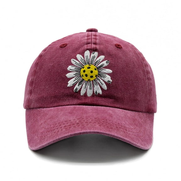 Waldeal Pickleball Hat for Women, Funny Pickleball Gifts, Adjustable Embroidered Daisy Washed Denim Baseball Cap
