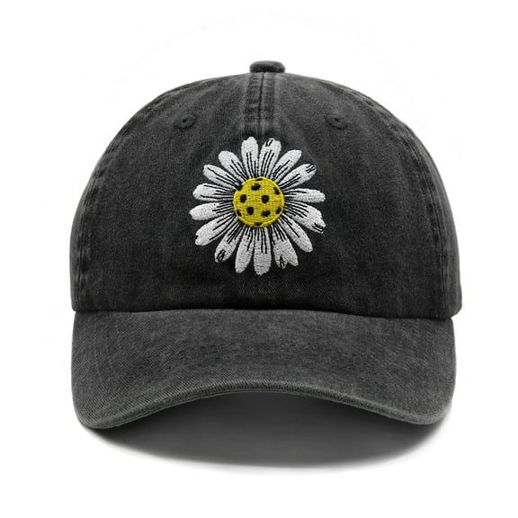 Waldeal Pickleball Hat for Women, Funny Pickleball Gifts, Adjustable Embroidered Daisy Washed Denim Baseball Cap