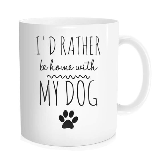 Waldeal I'd Rather Be Home With My Dog Coffee Mug 11 oz, Gifts for Dog Lover, Dog Mom Tea Cup, Funny Gift for Birthday Christmas From Daughter Mother Wife Aunt Grandma Grandpa Uncle