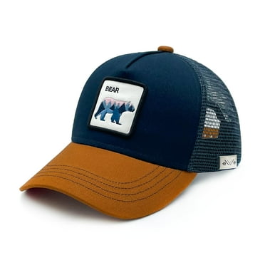 Waldeal Toddler Bear Mountain Trucker Hat, Embroidered Outdoor Mesh Snapback Baseball Cap for Kids Age 2-6 Brown