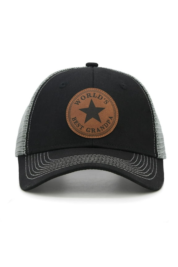World's Best Grandpa Trucker Hat, Adjustable Grandfather Mesh Snapback Baseball Cap for Men