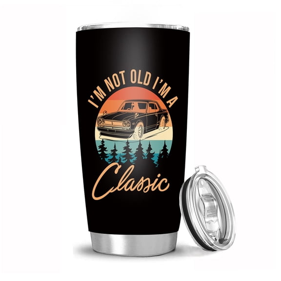 Waldeal l'm Not Old I'm A Classic Tumbler Cup with Lid, Funny Gifts for Dad Grandpa Men, Stainless Steel Coffee Mug for Brithday Retiredment Gifts 20 OZ