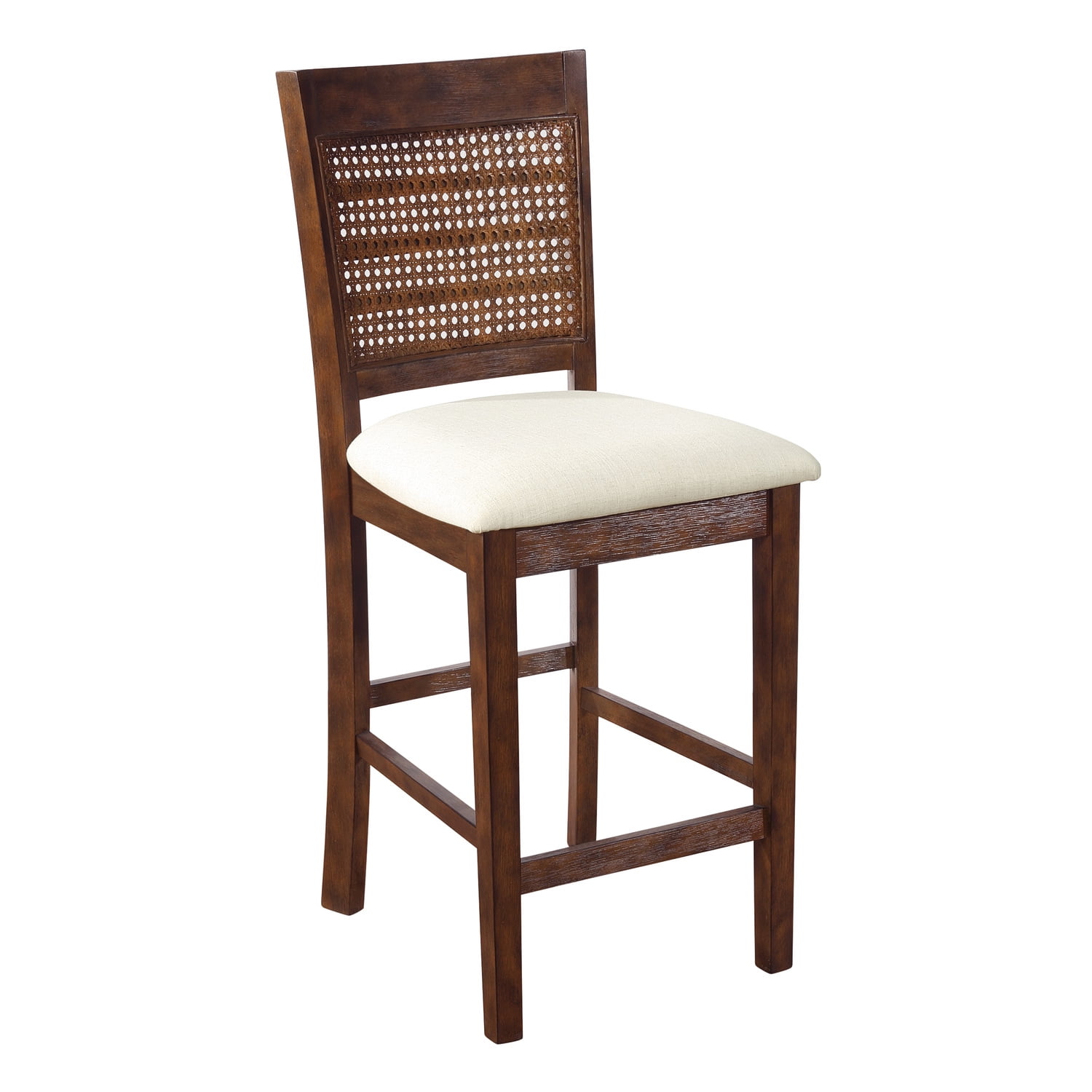 Walden 24" Brown Cane Back Counter Stool with Linen Seat