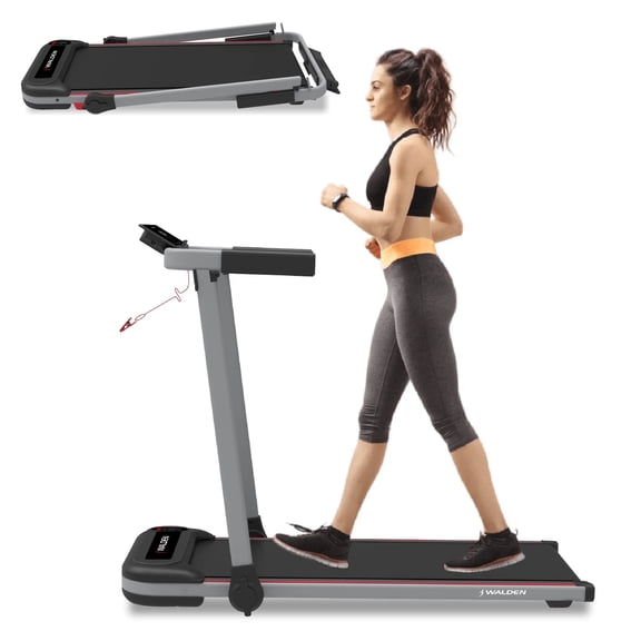 Walden F2800 2-in-1 Folding Electric Treadmill, 6.2 mph Under Desk Walking Pad, Black