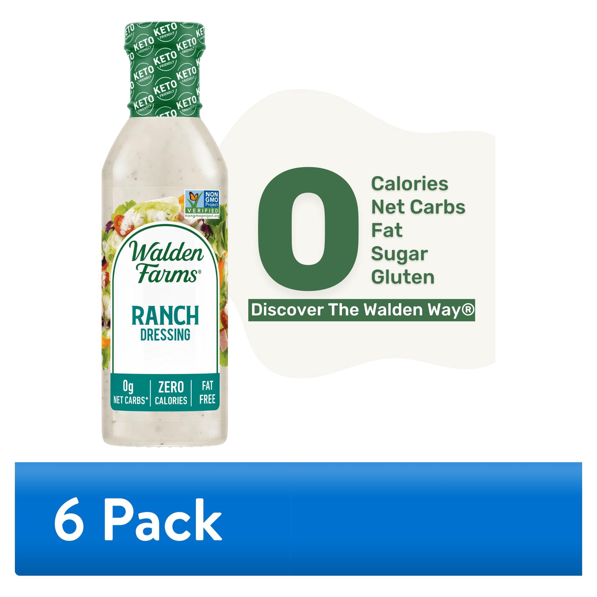 (6 pack) Walden Farms Ranch Dressing, 12oz. Bottle, Fresh-Delicious, Sugar Free 0g Net Carbs, Cool and Tangy