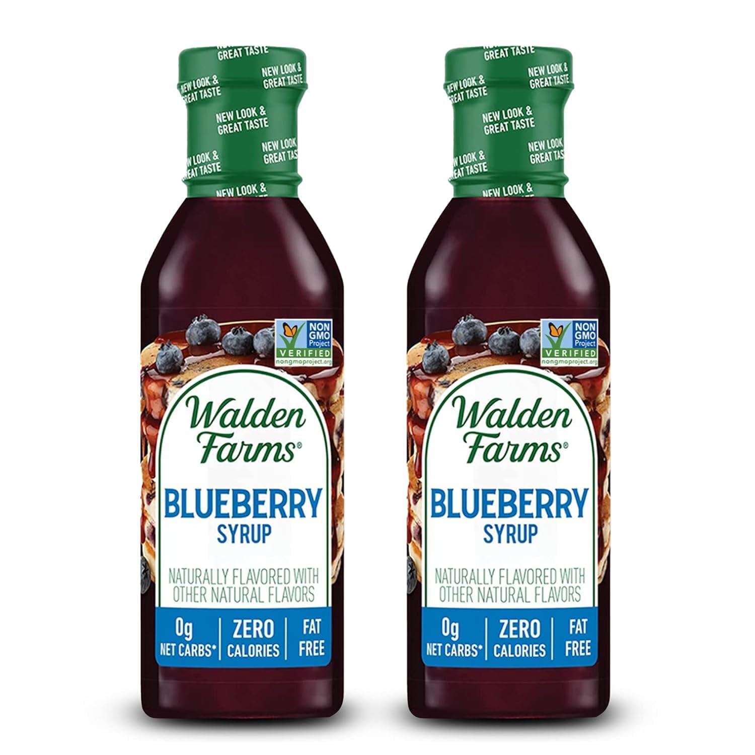 Walden Farms Blueberry Sugar Free Syrup For Pancakes, Waffles, French Toast, And Fresh Pastries, 0G Net Carbs, Calories, Fat, Or Gluten, Kosher Certified, 12 Oz. Bottle, 2 Pack