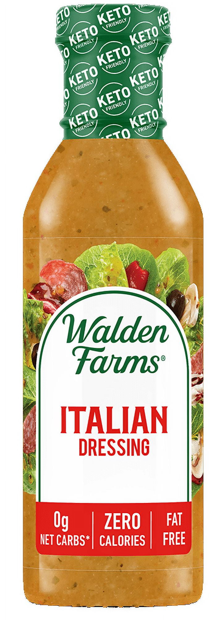 Walden Farms Italian Dressing, 12 oz. Bottle, Fresh and Delicious Salad Topping, Sugar Free 0g Net Carbs Condiment, Smooth and Tangy