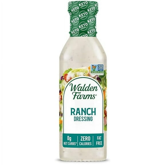 Walden Farms Low Calorie Ranch Dressing Delicious Salad Dressing - 0g Net Carbs Condiment, Fat Free, Kosher Certified, Great on Salads, Wings, Burgers, Sandwiches, Tacos, Pizza, Veggies and Many More