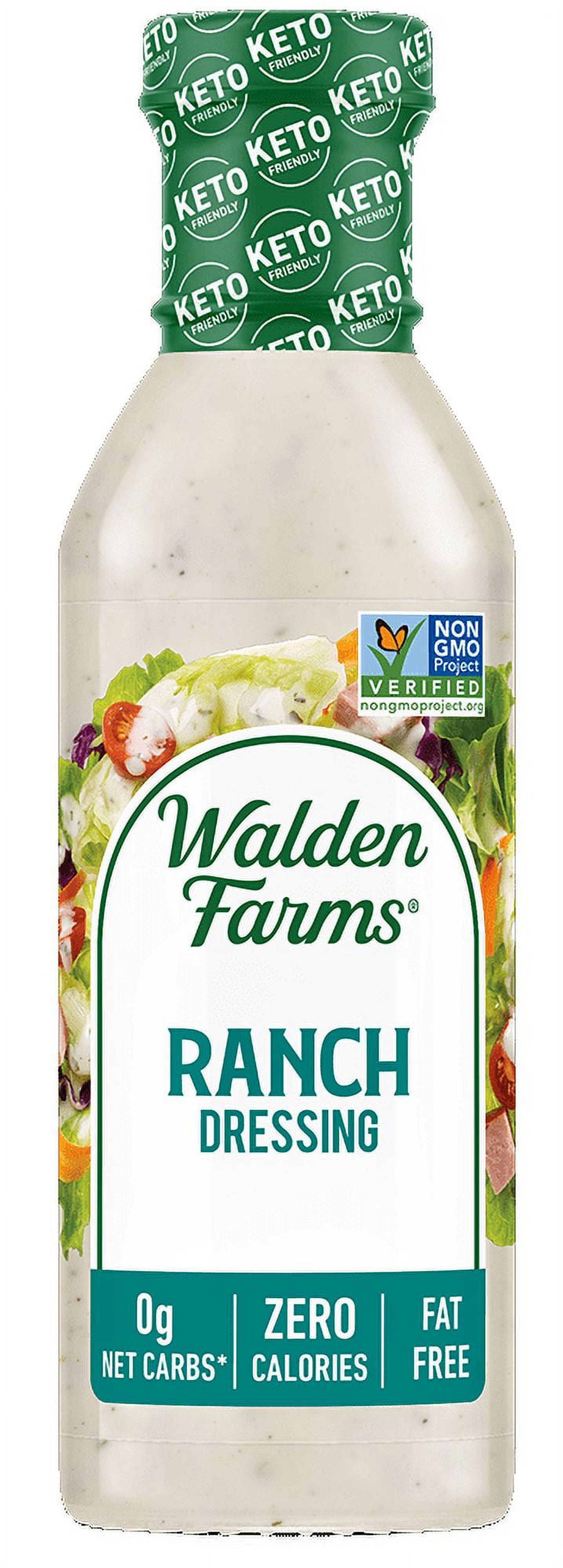 Walden Farms Ranch Dressing, 12 oz. Bottle, Fresh and Delicious Salad Topping, Sugar Free 0g Net Carbs Condiment, Cool and Tangy - image 1 of 7
