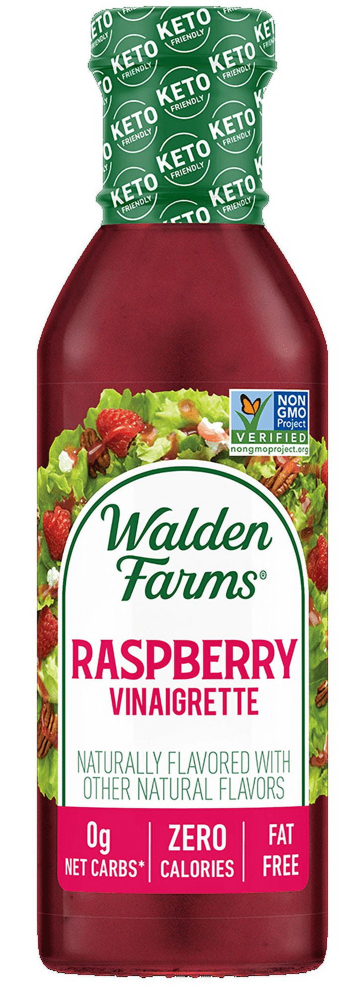 Walden Farms Raspberry Vinaigrette Dressing, 12 oz. Bottle, Fresh 0g Net Carbs Salad Topping and Sugar Free Condiment, Keto and Kosher, Natural Sweet Tangy Flavor