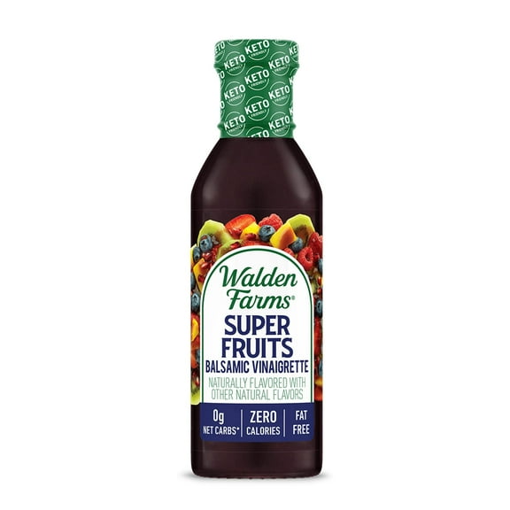 Walden Farms Super Fruits Balsamic Vinaigrette Dressing 12 Oz. Bottle - Sweet And Tangy, Vegan, Kosher & Keto Friendly, Dairy Free, 0G Net Carbs - Topping For Traditional Salads, Sandwiches And More