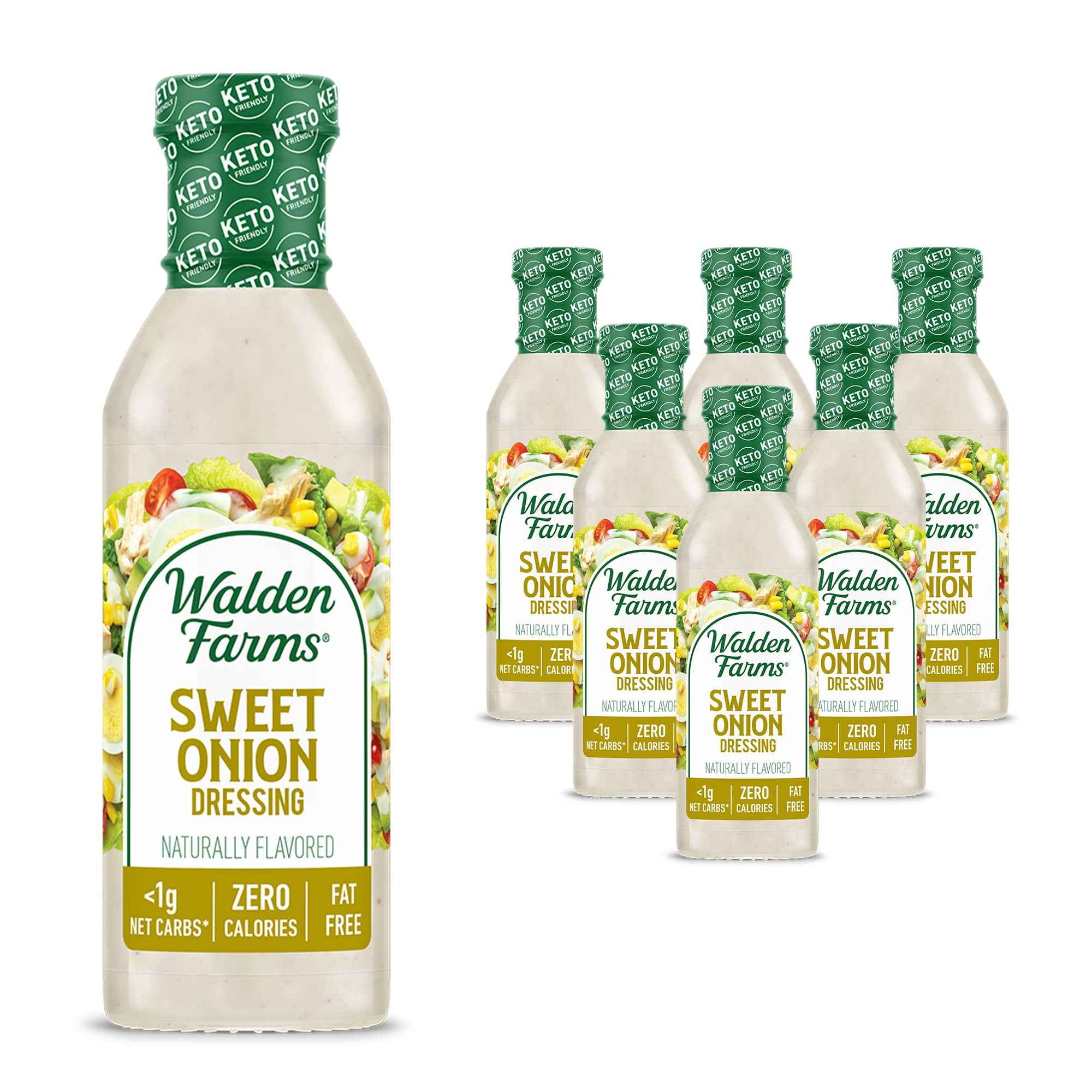 Walden Farms Sweet Onion Dressing, 12 oz Bottle, Fresh and Delicious Salad Topping, Sugar Free 0g Net Carbs Condiment, Smooth and Creamy, 6 Pack Walden Farms Sweet Onion Dressing, 12 oz Bottle, Fresh and Delicious Salad Topping, Sugar Free 0g Net Carbs Condiment, Smooth and Creamy, 6 Pack