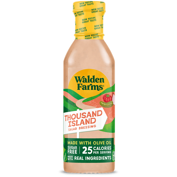 Walden Farms Thousand Island Dressing, 12 oz. Bottle, Fresh and Delicious Salad Topping, Sugar Free 0g Net Carbs Condiment, Smooth and Creamy