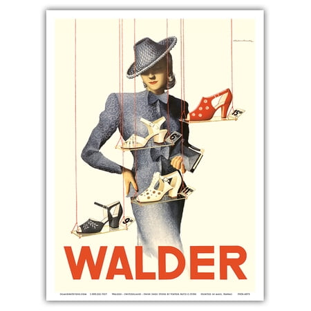 Walder - Switzerland - Swiss Shoe Store - Schuhhaus Walder AG - Vintage Advertising Poster by Viktor Rutz c.1930s - Master Art Print (Unframed) 9in x 12in
