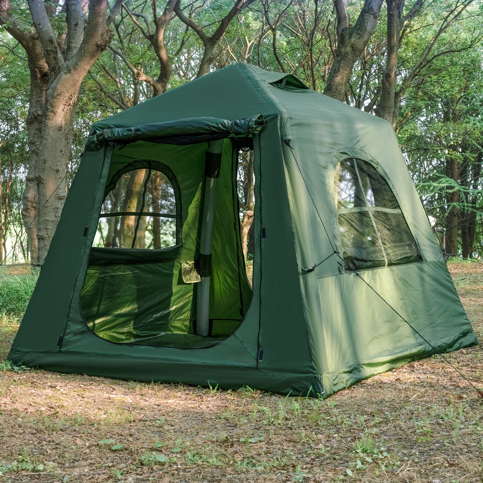 Waldmate Inflatable Camping Tent for 2-4 Person, Glamping Tent with Hand Pump, Oxford Waterproof Blow up Tent with Mesh Windows & Door