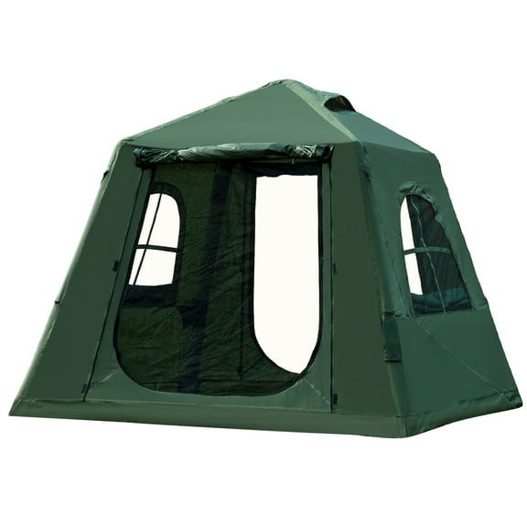 Waldmate Inflatable Camping Tent for 2-4 Person, Glamping Tent with Hand Pump, Oxford Waterproof Blow up Tent with Mesh Windows & Door