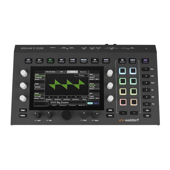 Waldorf Iridium Core Polyphonic Desktop Synthesizer - 12-Voice Duo-Timbral Synth with 3 Oscillators, MIDI and CV Connectivity