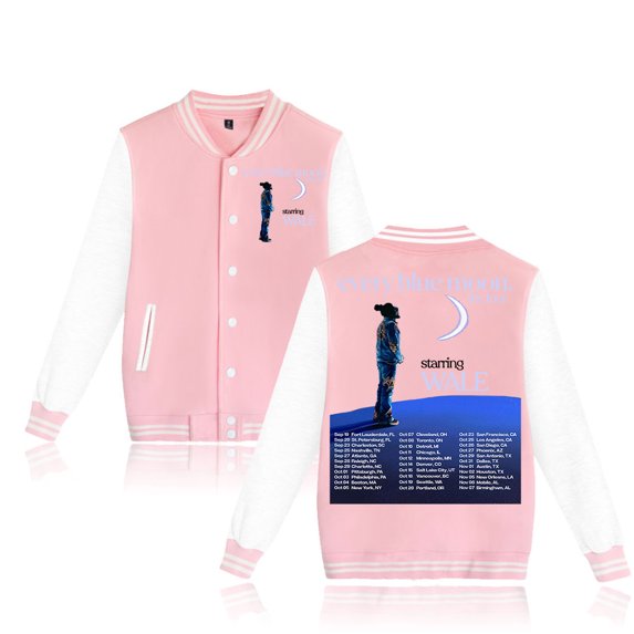 Wale Every Blue Moon Tour 2024 Baseball Jacket Fashion Clothes Unisex Long Sleeve