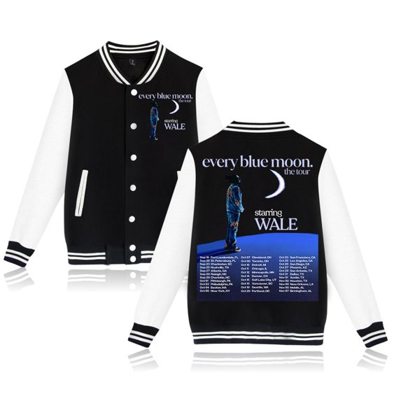 Wale Every Blue Moon Tour 2024 Baseball Jacket Fashion Clothes Unisex Long Sleeve