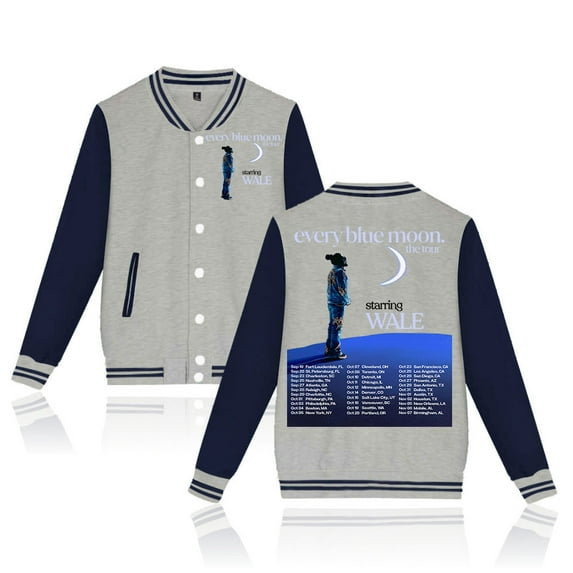 Wale Every Blue Moon Tour 2024 Baseball Jacket Fashion Clothes Unisex Long Sleeve