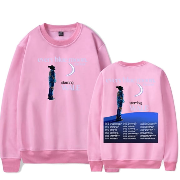 Wale Every Blue Moon Tour 2024 Crewneck Sweatshirt Unisex Fashion Long Sleeve Top